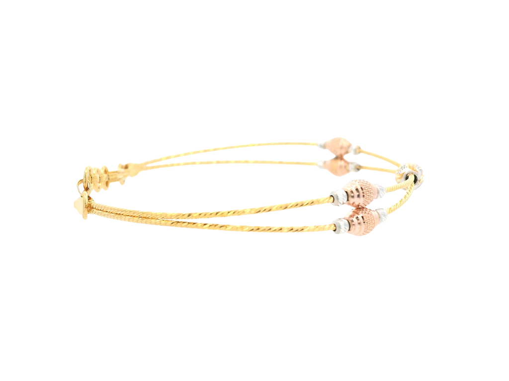 22K Tri-Color Gold Ladies Bracelet – Yellow, White &amp; Rose Gold