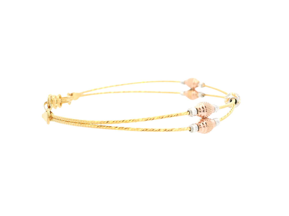 22K Tri-Color Gold Ladies Bracelet – Yellow, White &amp; Rose Gold