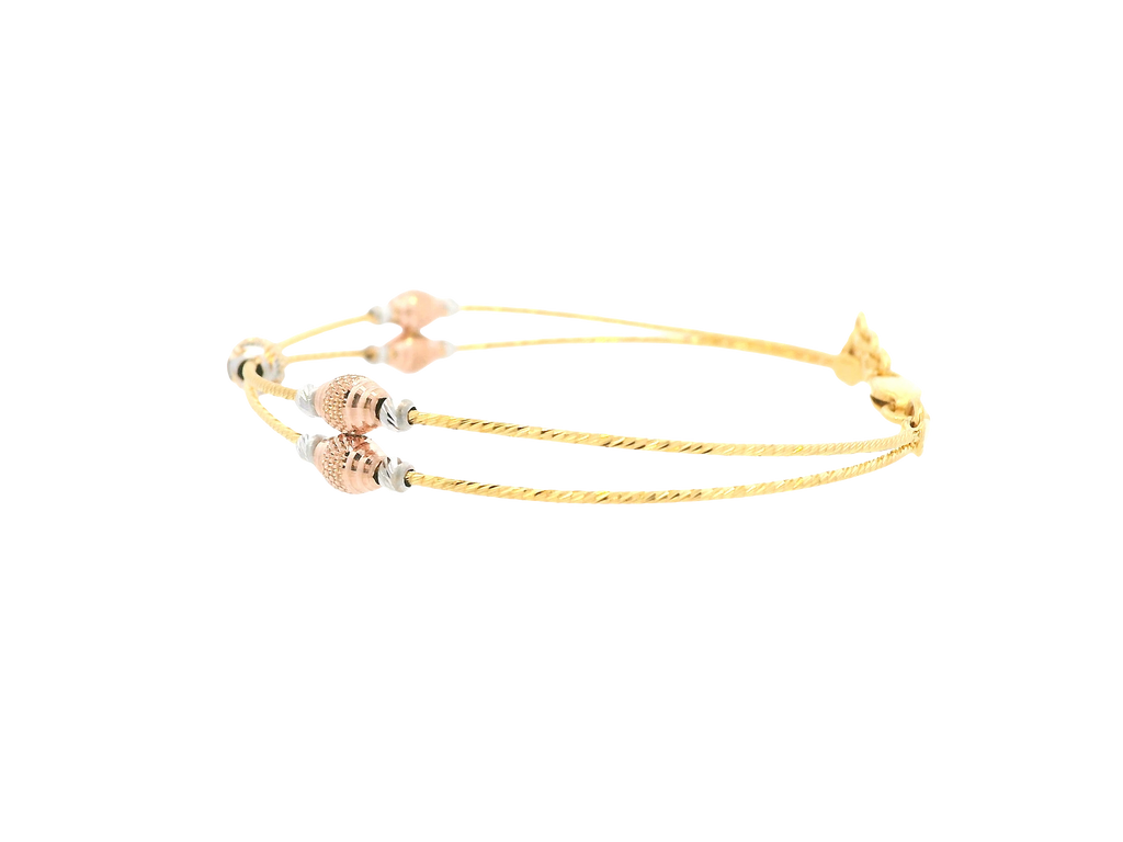 22K Tri-Color Gold Ladies Bracelet – Yellow, White &amp; Rose Gold