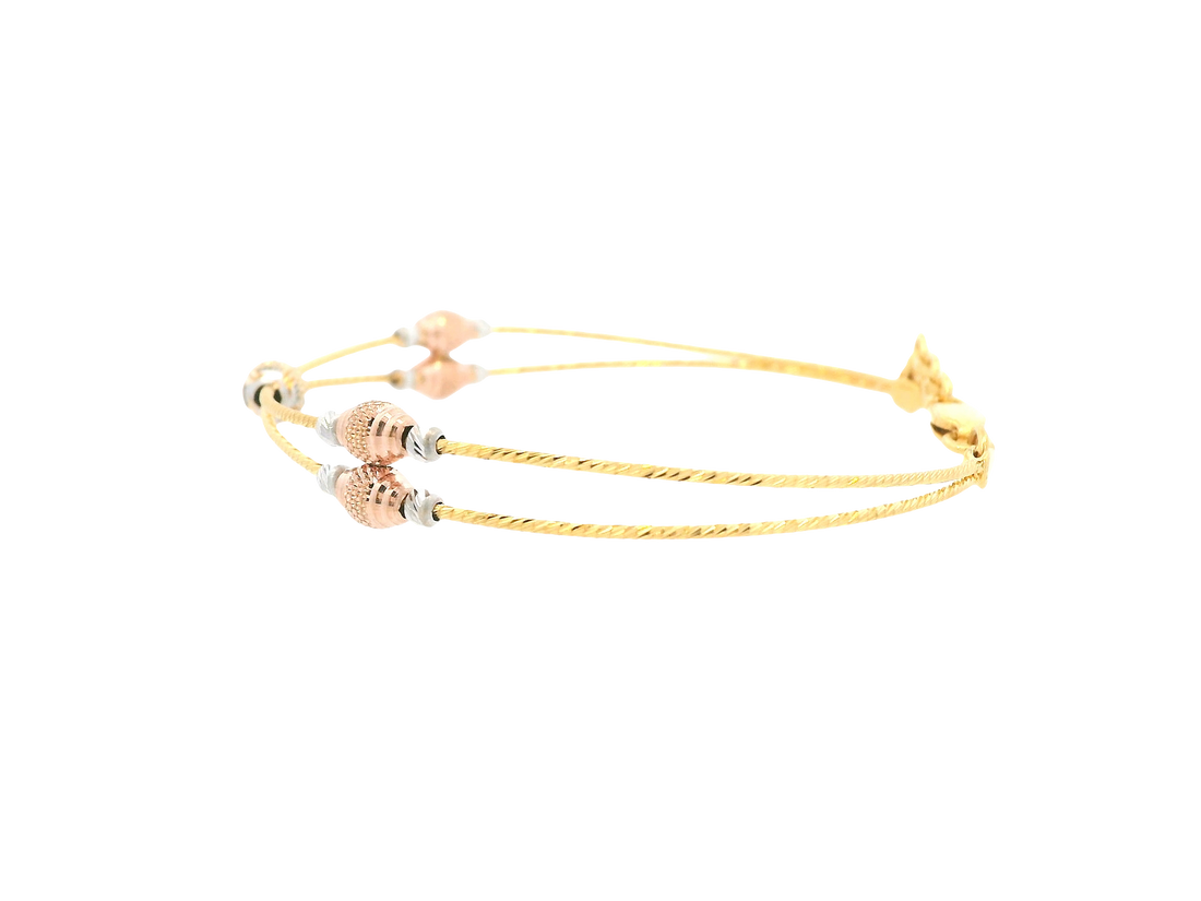 22K Tri-Color Gold Ladies Bracelet – Yellow, White &amp; Rose Gold