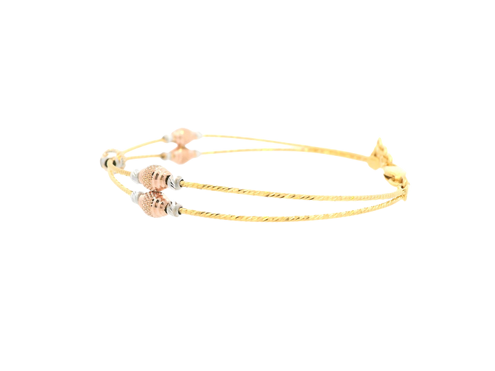 22K Tri-Color Gold Ladies Bracelet – Yellow, White &amp; Rose Gold
