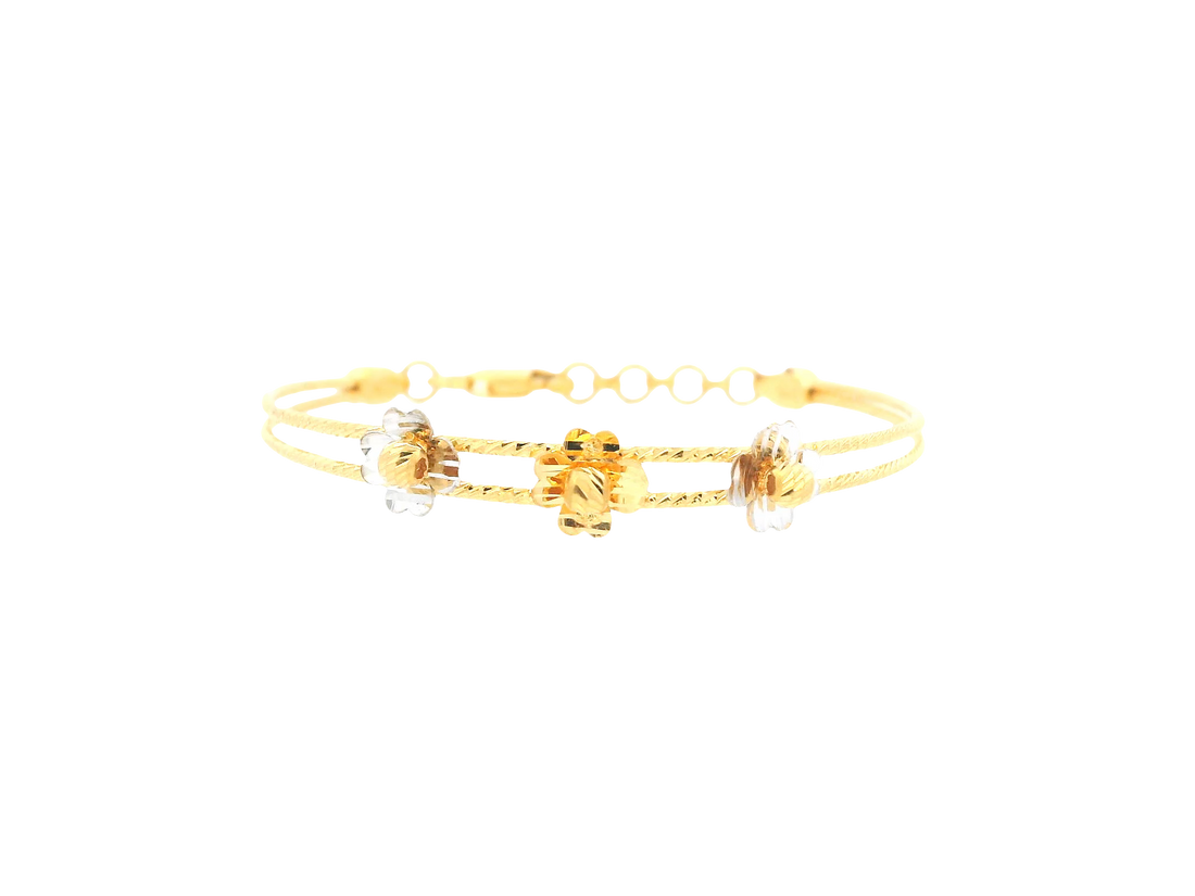 22K Tri-Color Gold Baby Bracelet – Yellow, White &amp; Rose Gold