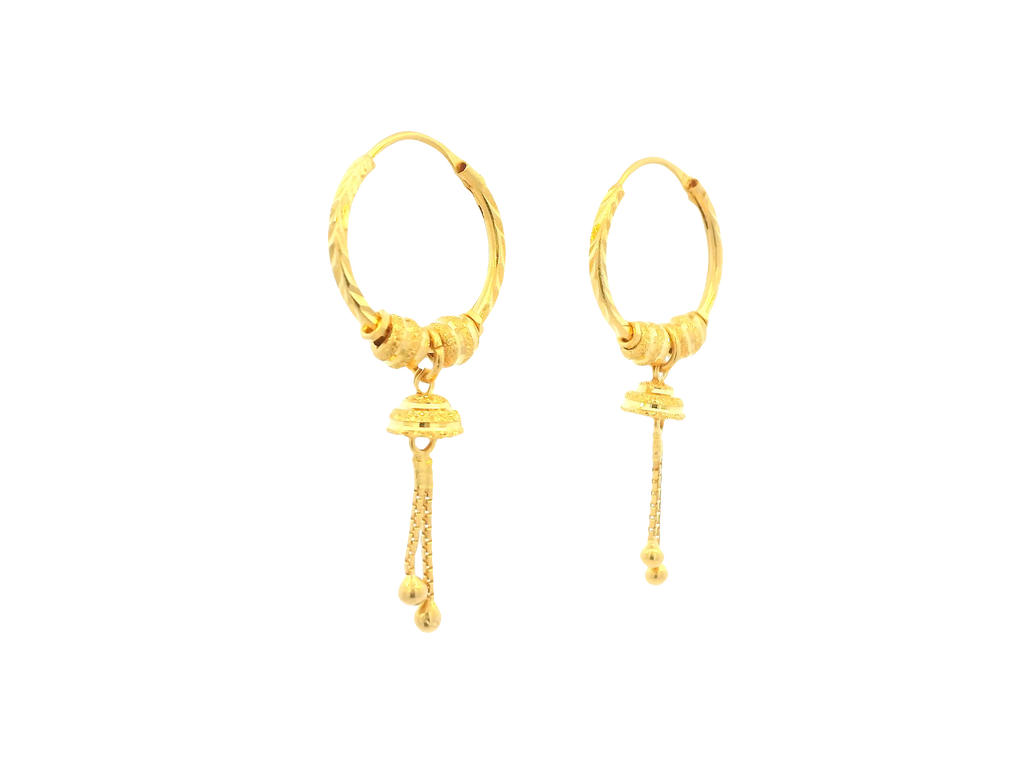 22K Yellow Gold Hoop Earrings – Polished Finish