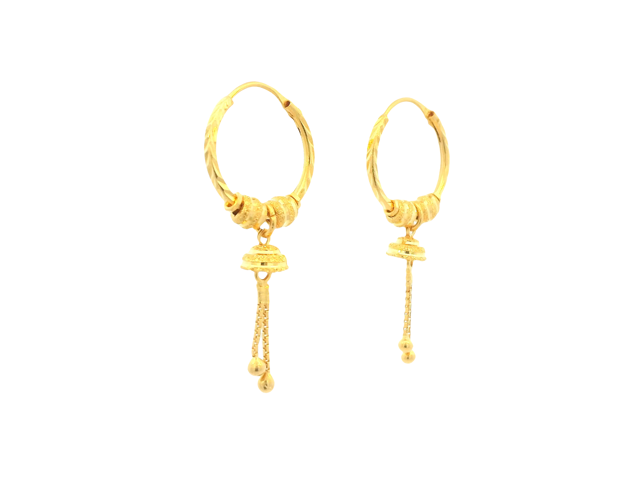 22K Yellow Gold Hoop Earrings – Polished Finish