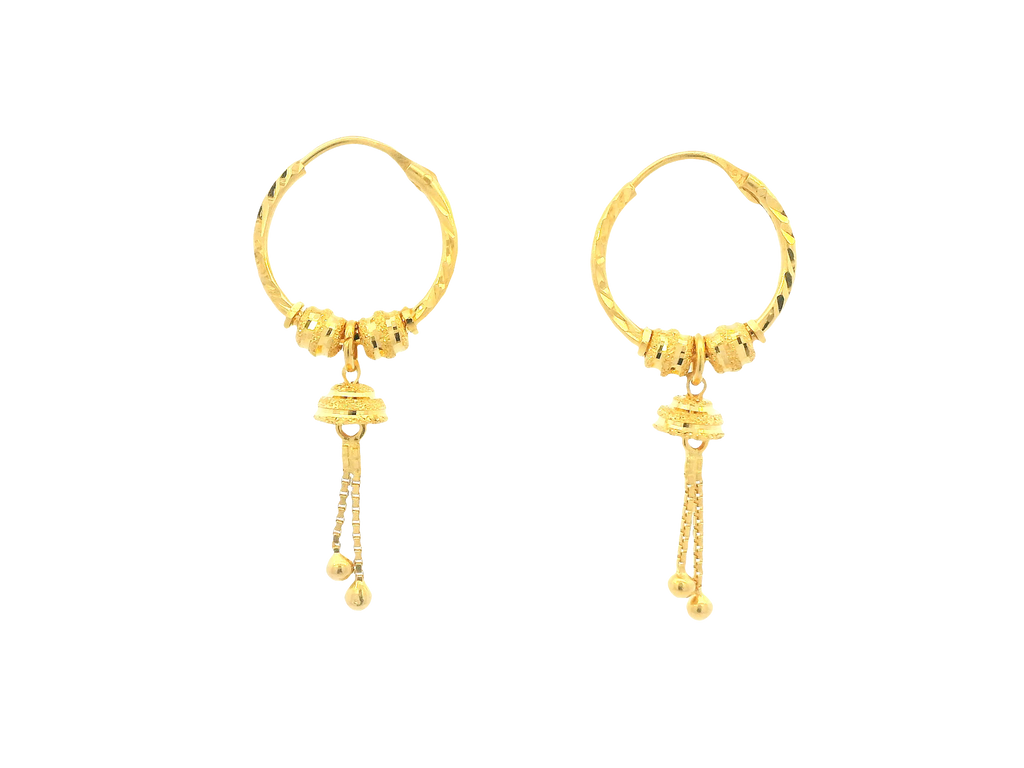 22K Yellow Gold Hoop Earrings – Polished Finish