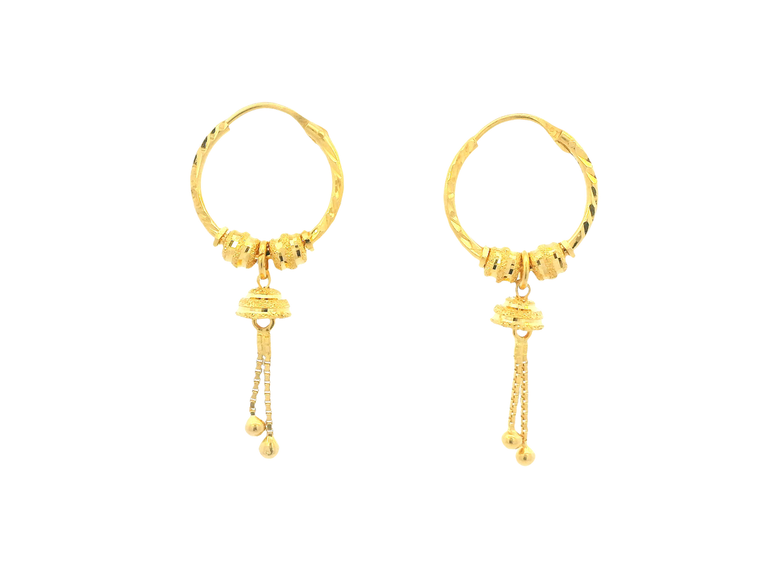 22K Yellow Gold Hoop Earrings – Polished Finish