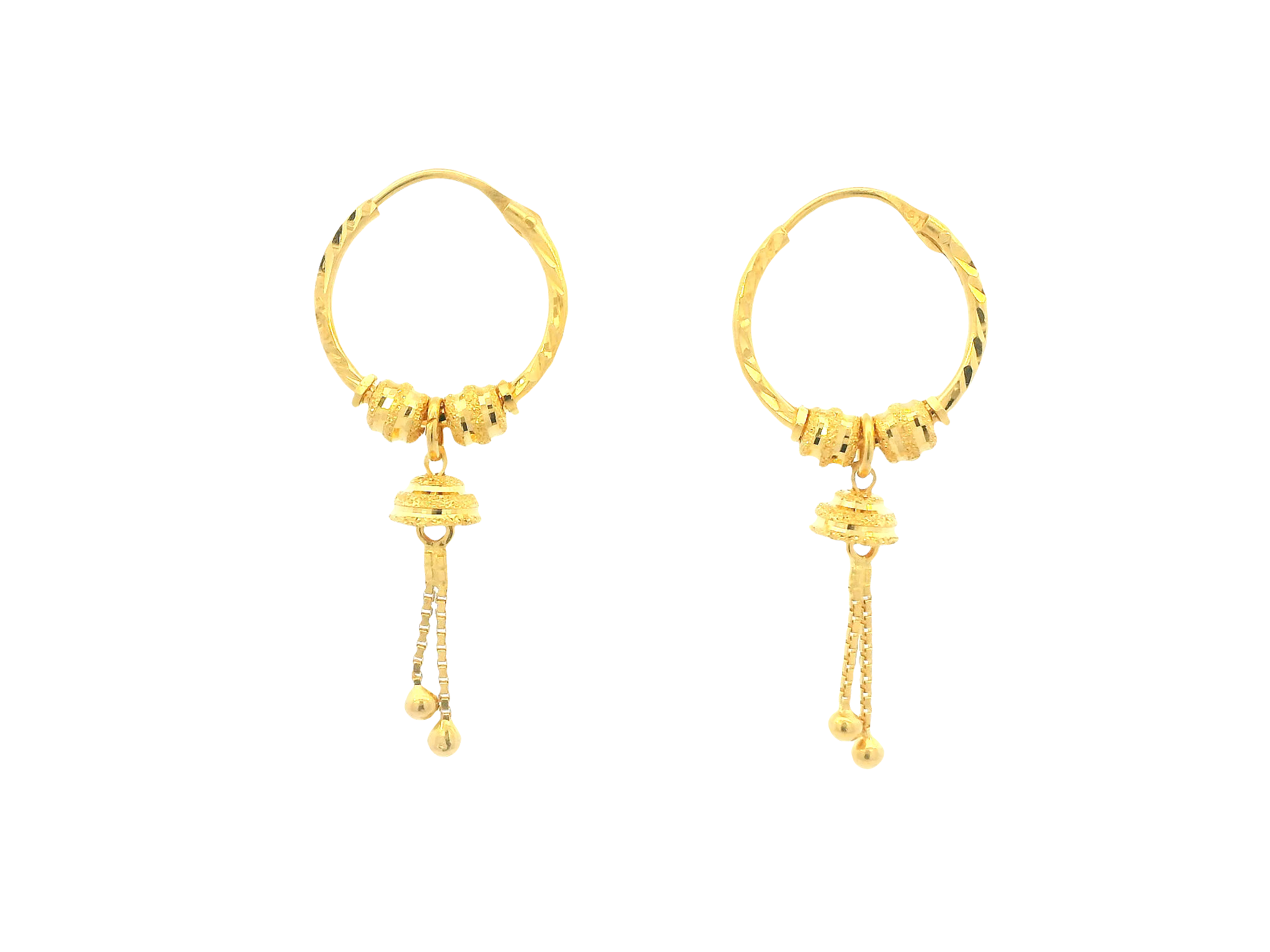 22K Yellow Gold Hoop Earrings – Polished Finish