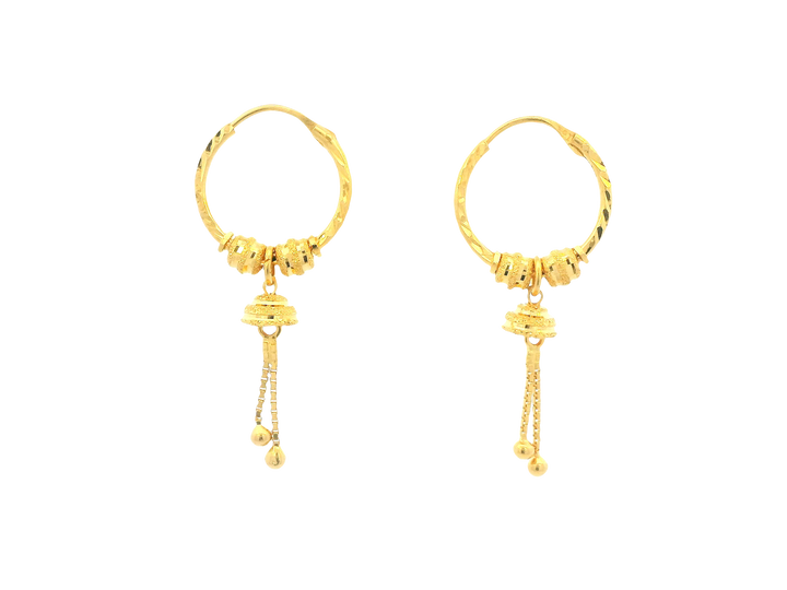 22K Yellow Gold Hoop Earrings – Polished Finish