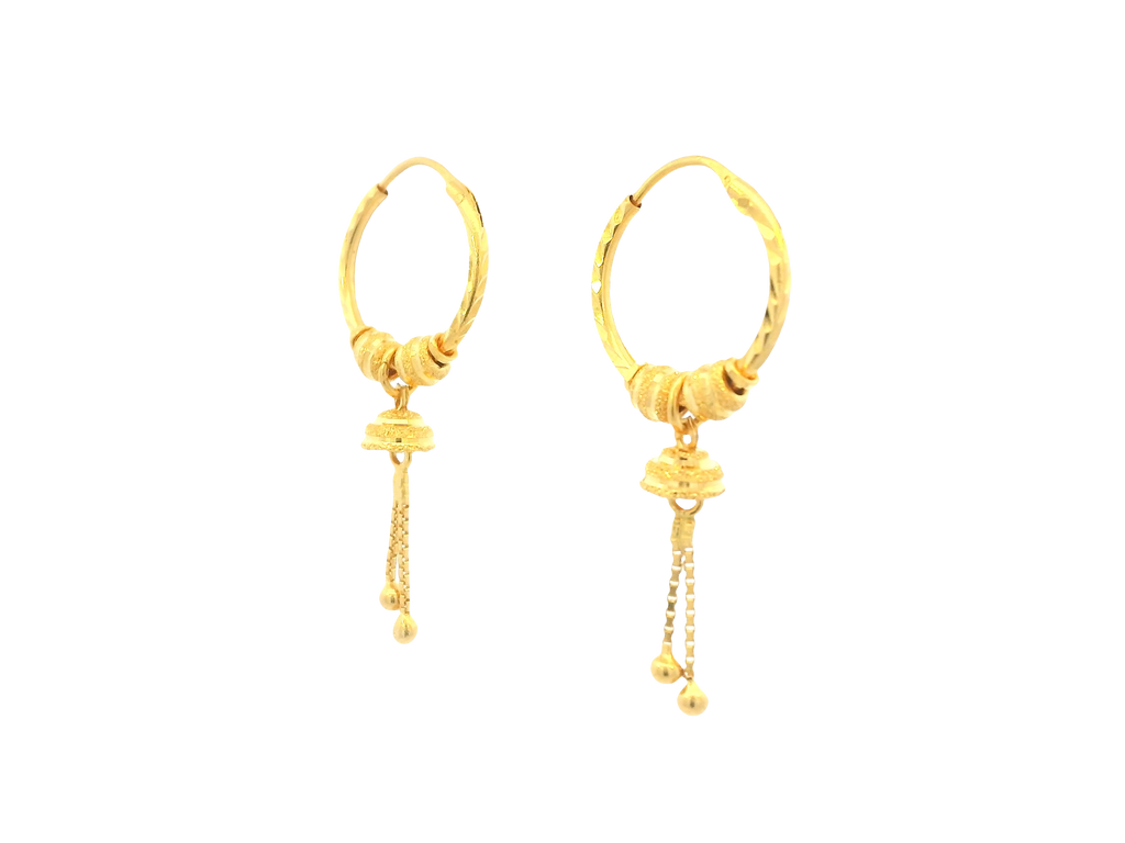 22K Yellow Gold Hoop Earrings – Polished Finish