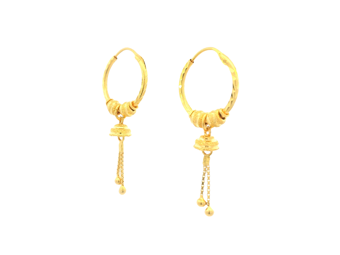 22K Yellow Gold Hoop Earrings – Polished Finish