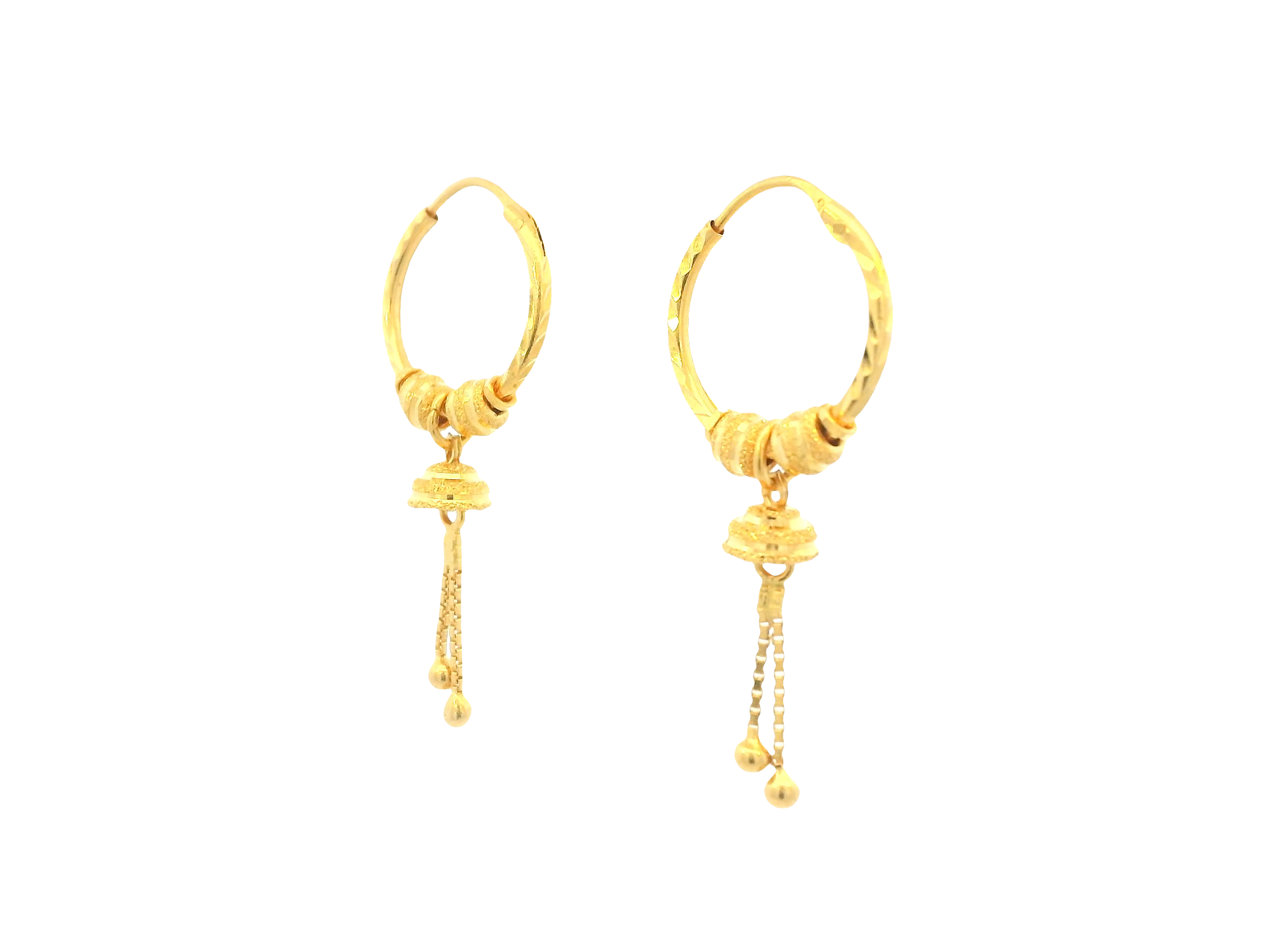 22K Yellow Gold Hoop Earrings – Polished Finish