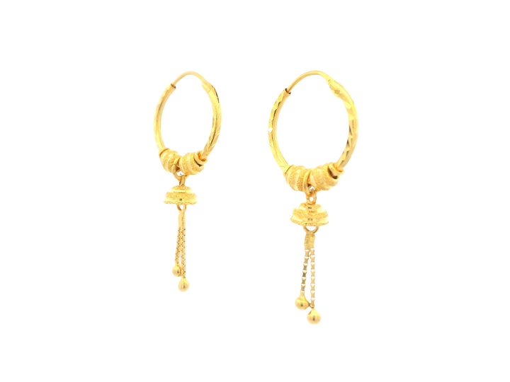 22K Yellow Gold Hoop Earrings – Polished Finish