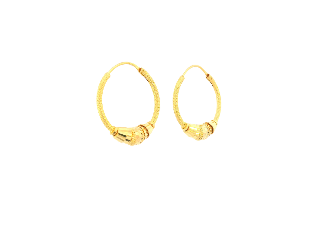 22K Yellow Gold Hoop Earrings – Polished Finish