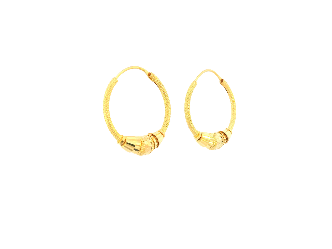 22K Yellow Gold Hoop Earrings – Polished Finish