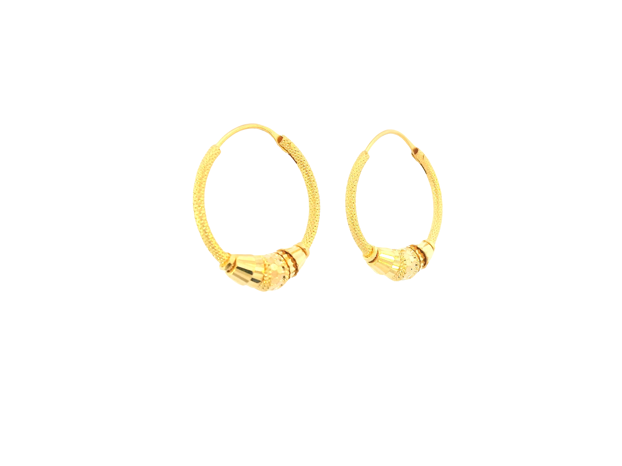 22K Yellow Gold Hoop Earrings – Polished Finish