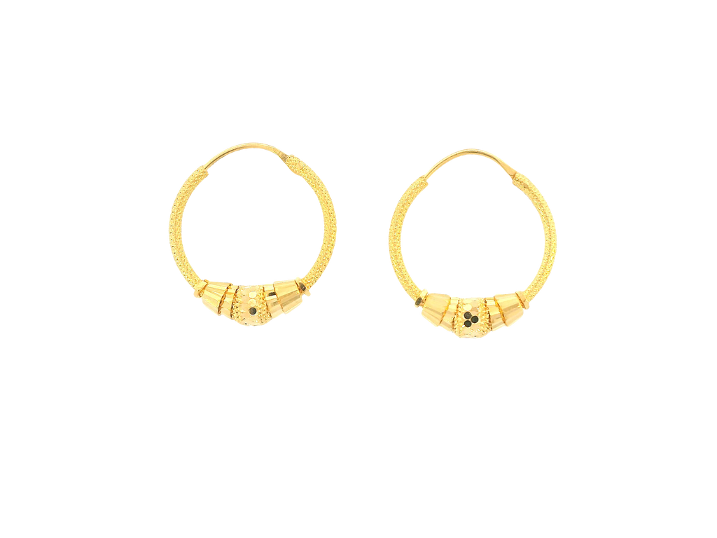 22K Yellow Gold Hoop Earrings – Polished Finish