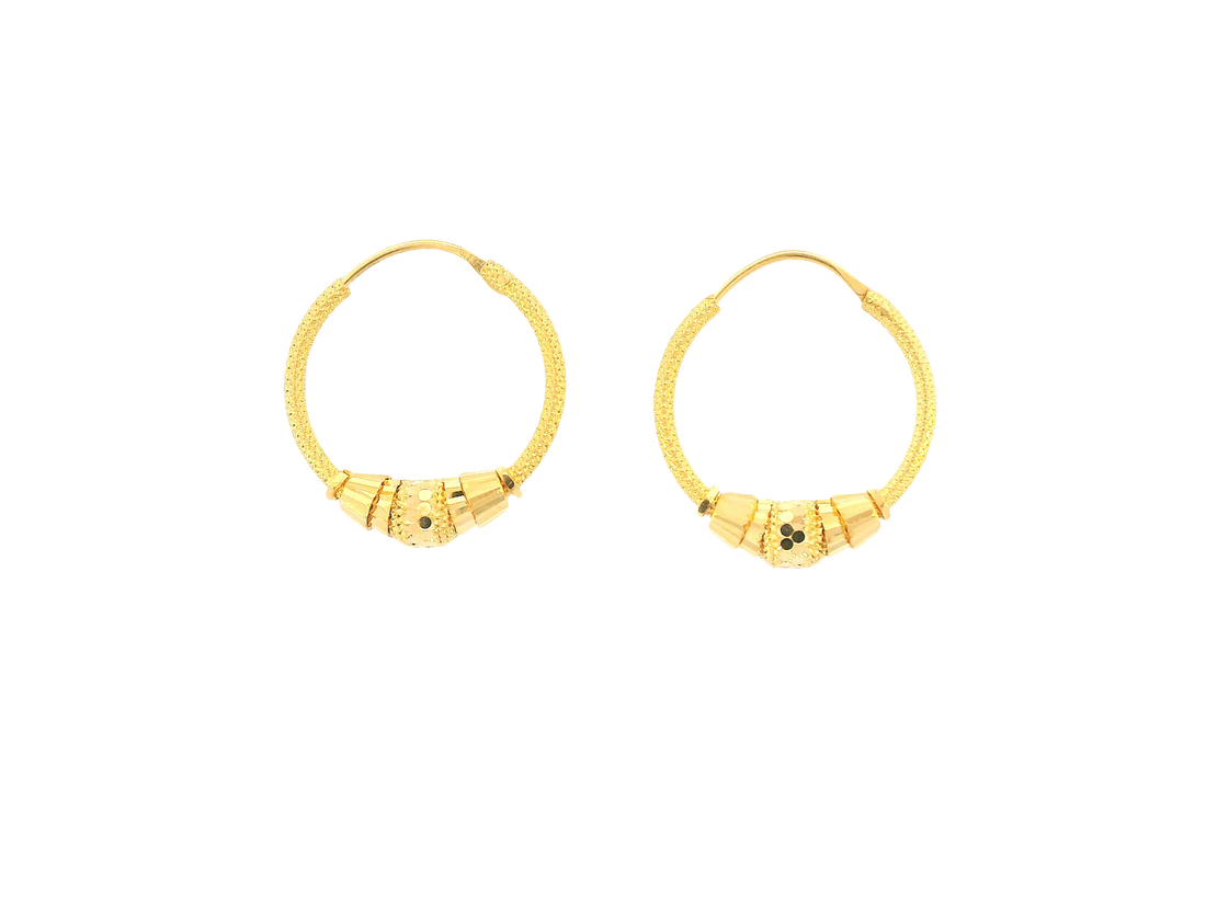 22K Yellow Gold Hoop Earrings – Polished Finish