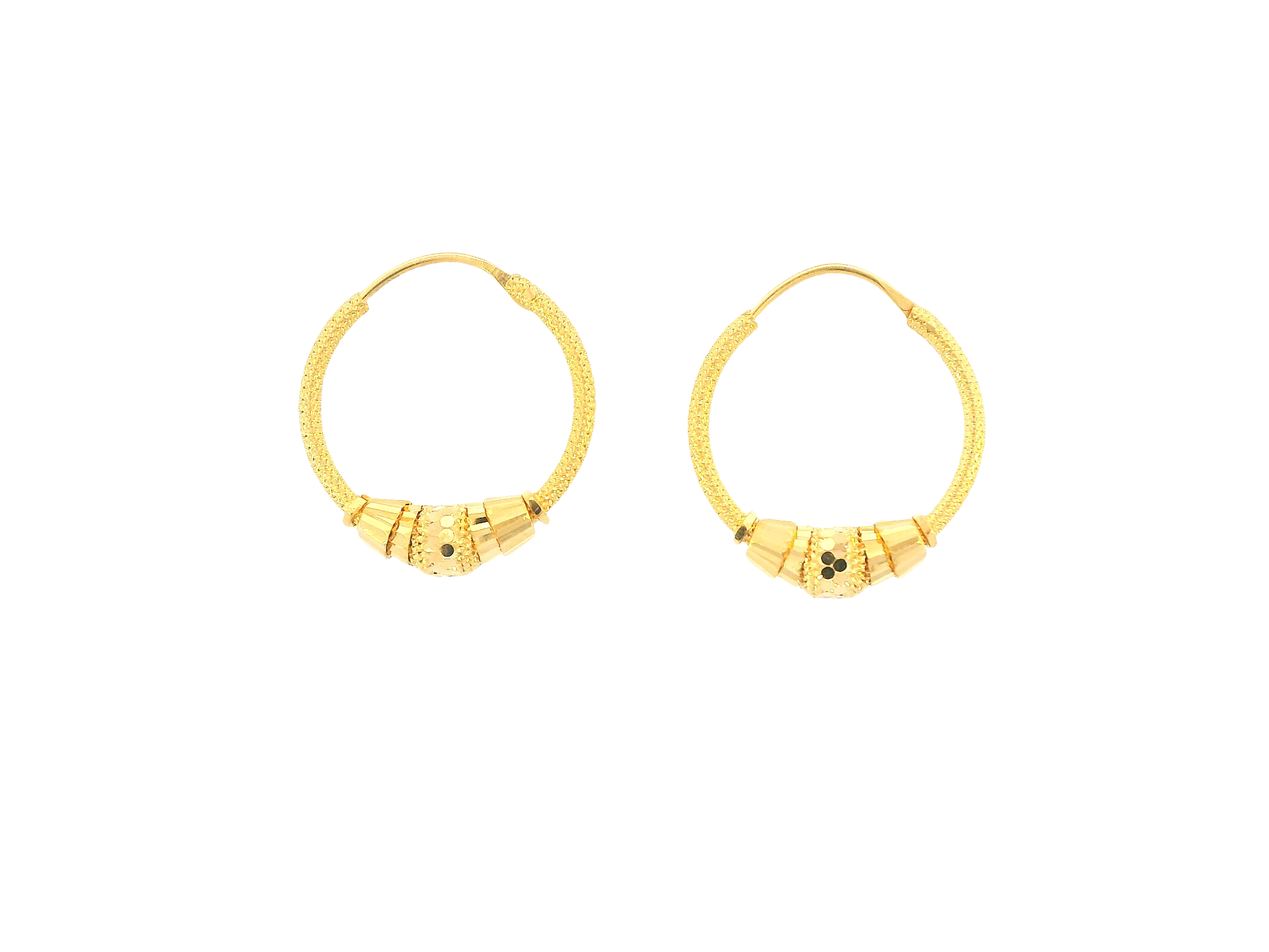 22K Yellow Gold Hoop Earrings – Polished Finish