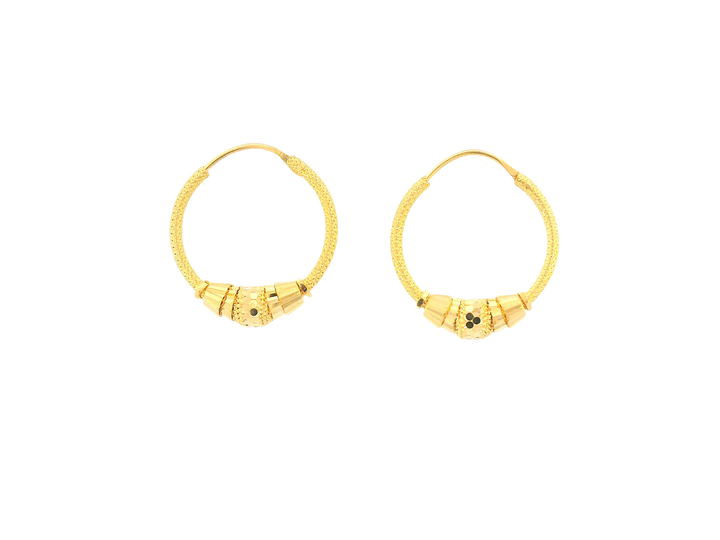 22K Yellow Gold Hoop Earrings – Polished Finish