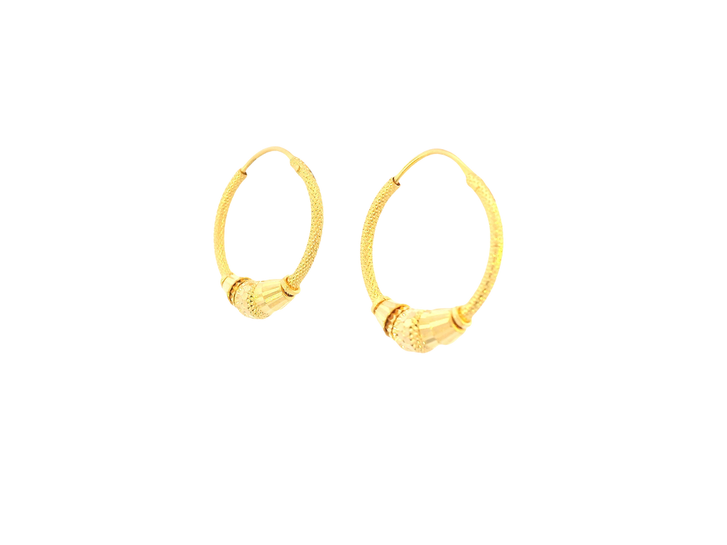 22K Yellow Gold Hoop Earrings – Polished Finish