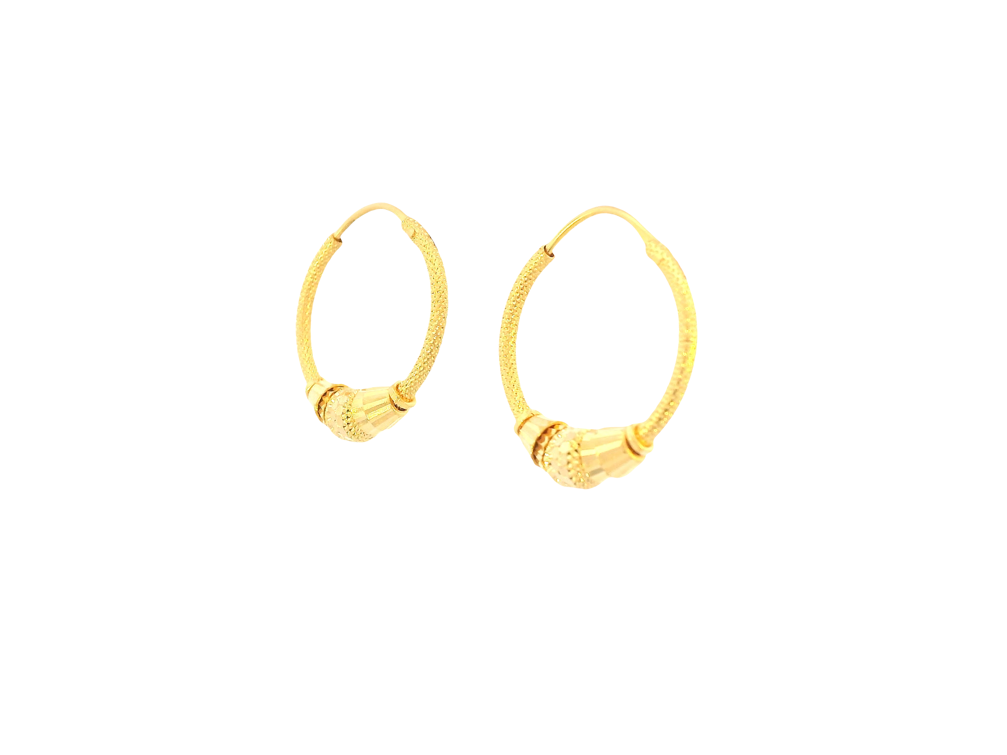 22K Yellow Gold Hoop Earrings – Polished Finish