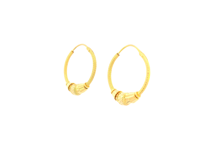 22K Yellow Gold Hoop Earrings – Polished Finish