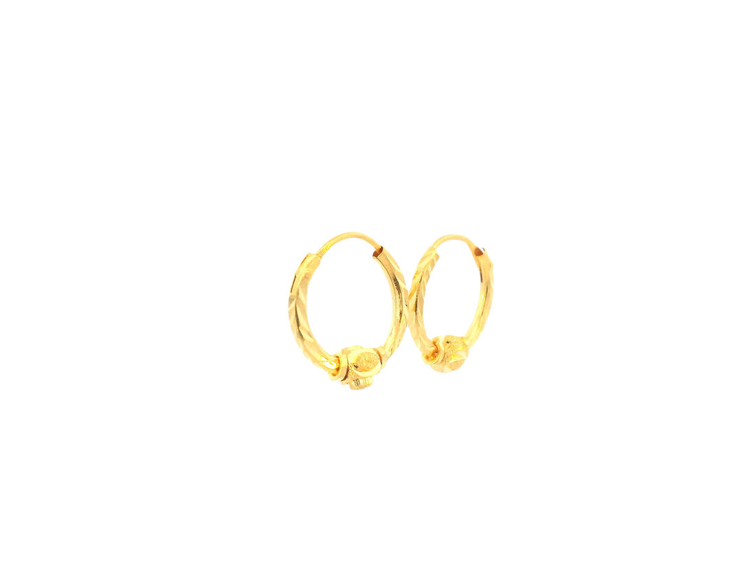 22K Yellow Gold Hoop Earrings – Polished Finish