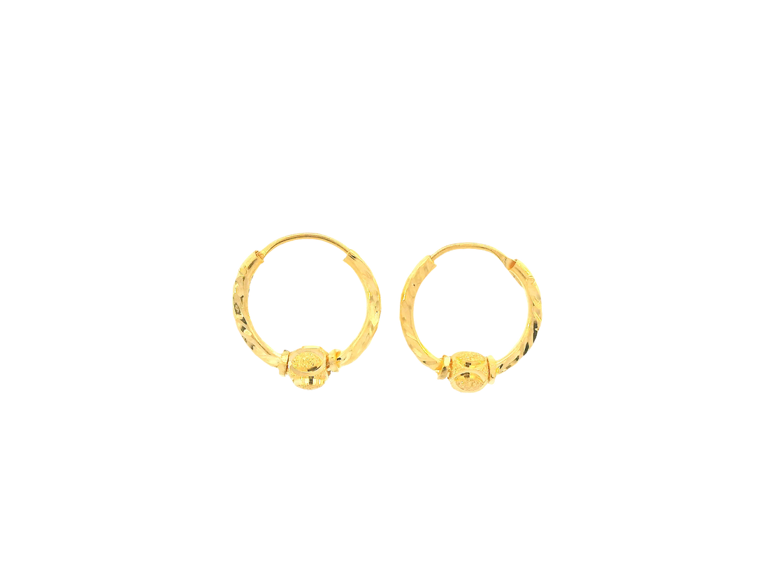 22K Yellow Gold Hoop Earrings – Polished Finish
