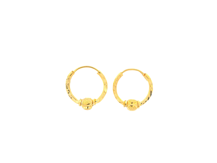 22K Yellow Gold Hoop Earrings – Polished Finish