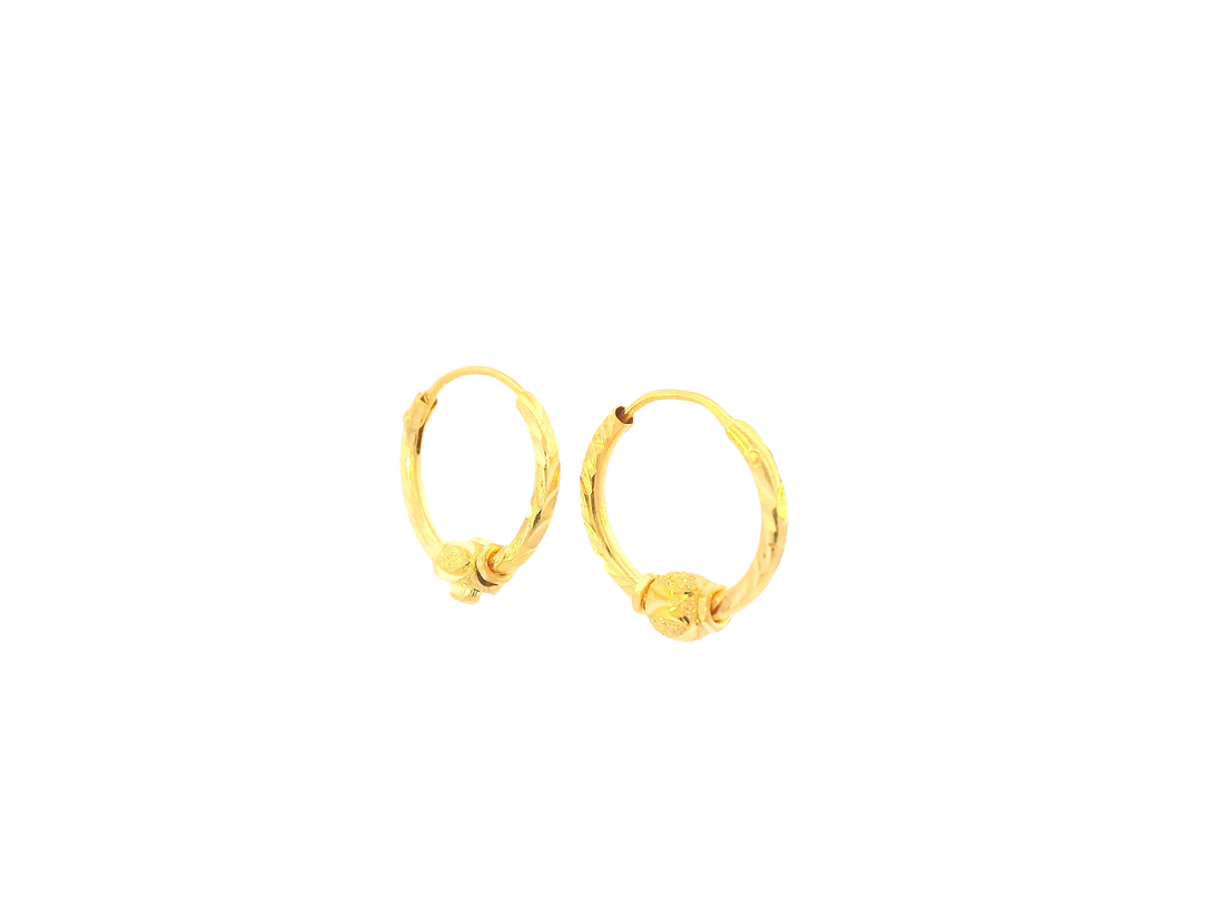 22K Yellow Gold Hoop Earrings – Polished Finish
