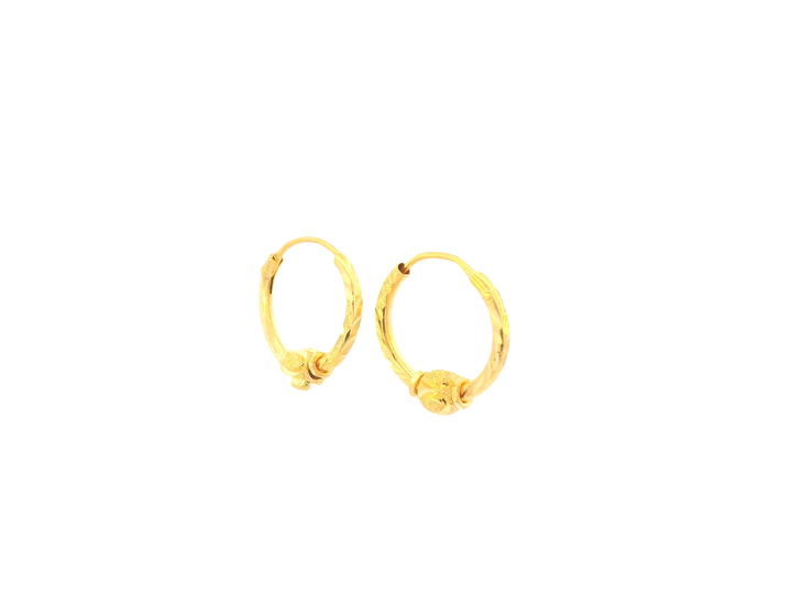 22K Yellow Gold Hoop Earrings – Polished Finish