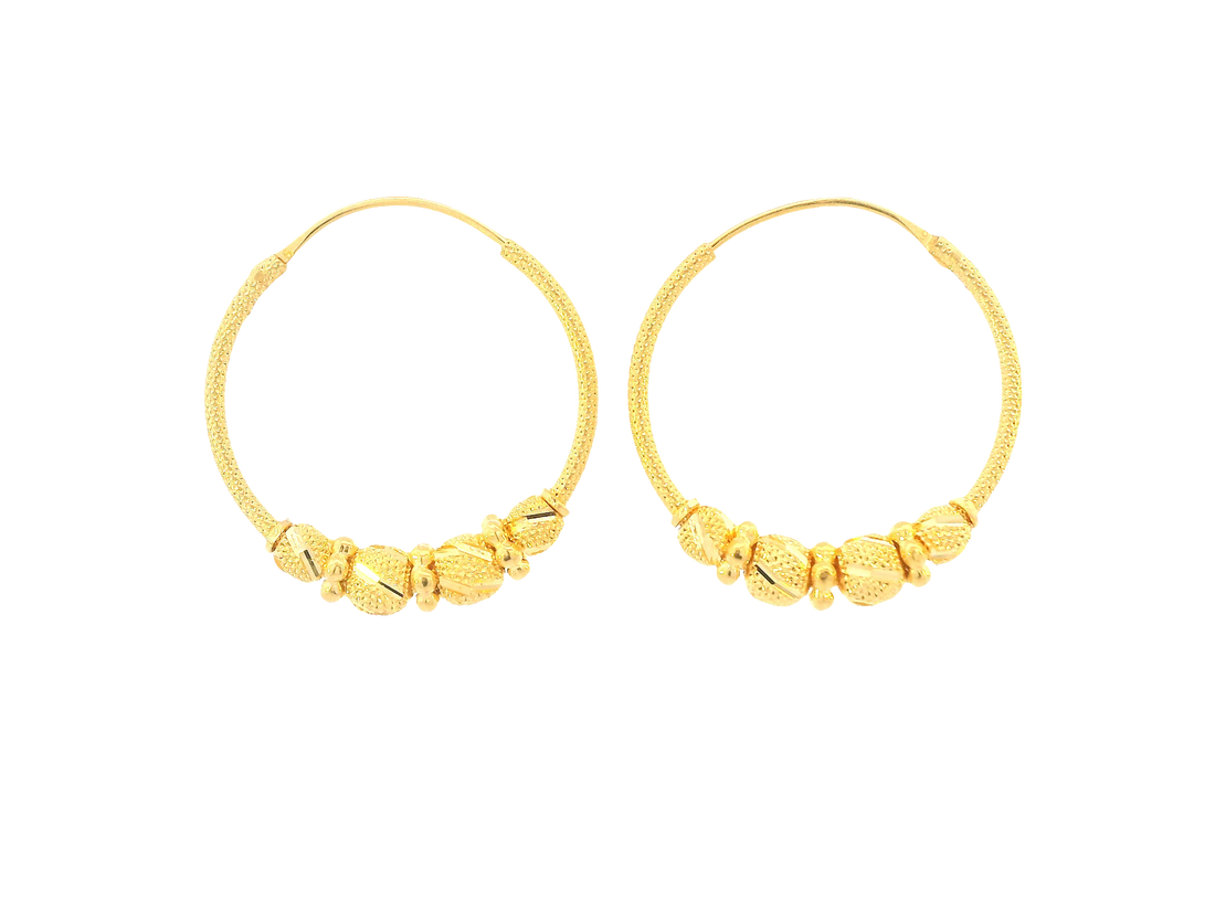 22K Yellow Gold Hoop Earrings – Polished Finish