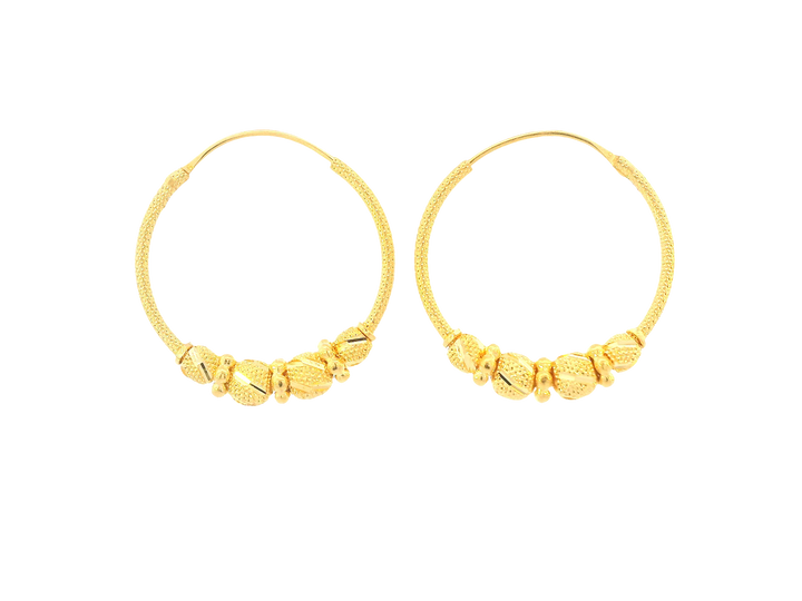 22K Yellow Gold Hoop Earrings – Polished Finish