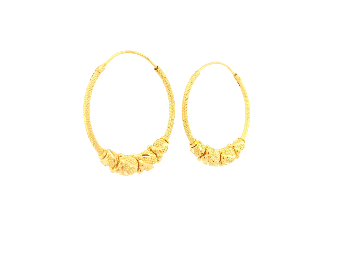 22K Yellow Gold Hoop Earrings – Polished Finish