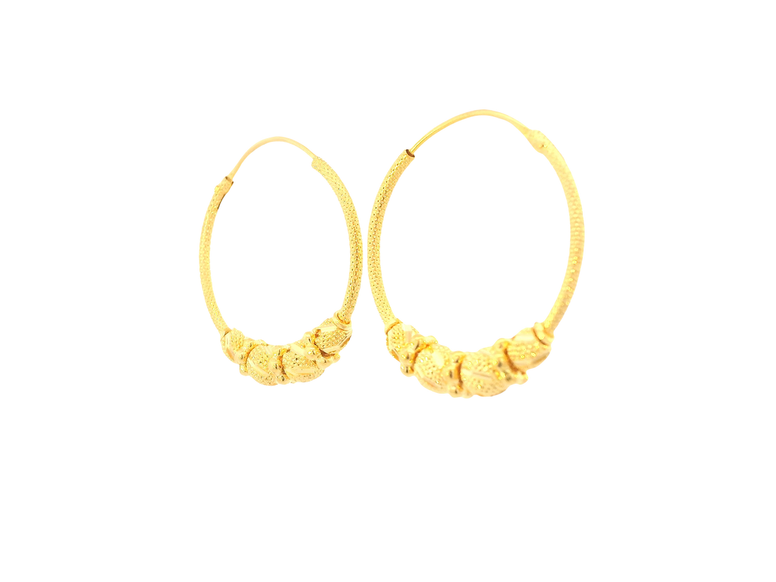 22K Yellow Gold Hoop Earrings – Polished Finish