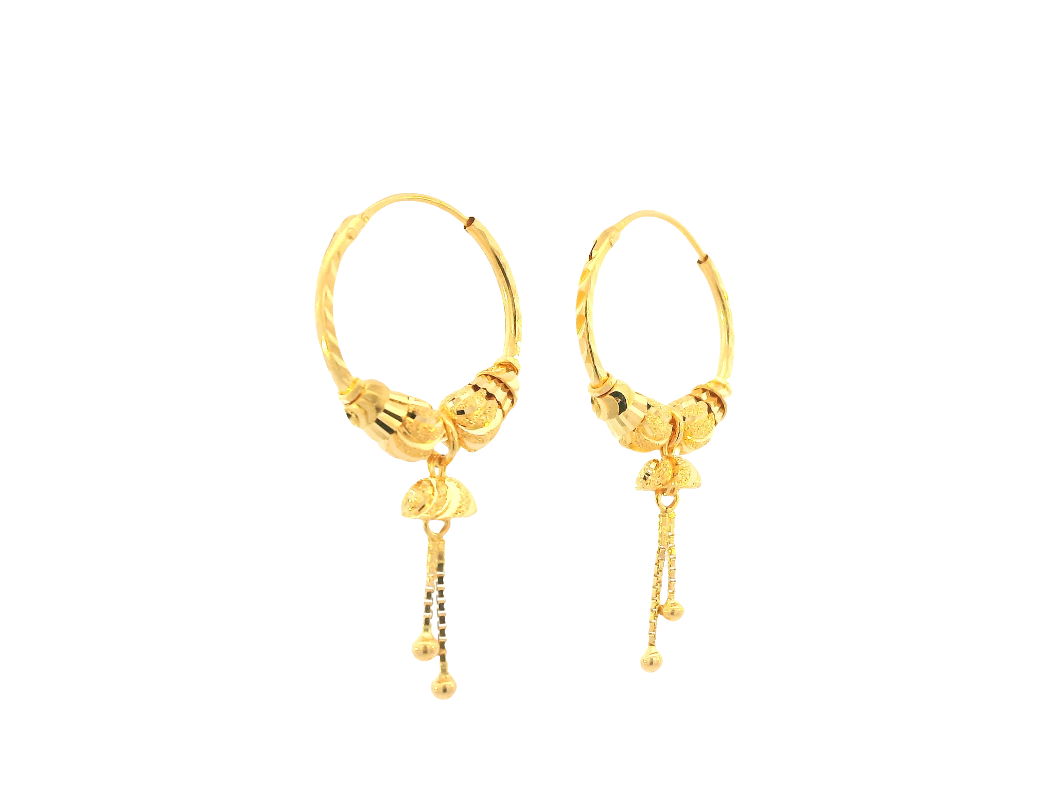 22K Yellow Gold Hoop Earrings – Polished Finish