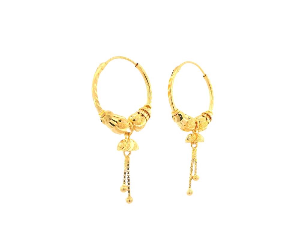 22K Yellow Gold Hoop Earrings – Polished Finish