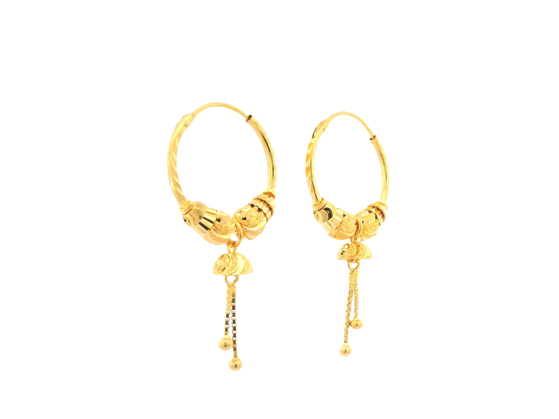 22K Yellow Gold Hoop Earrings – Polished Finish