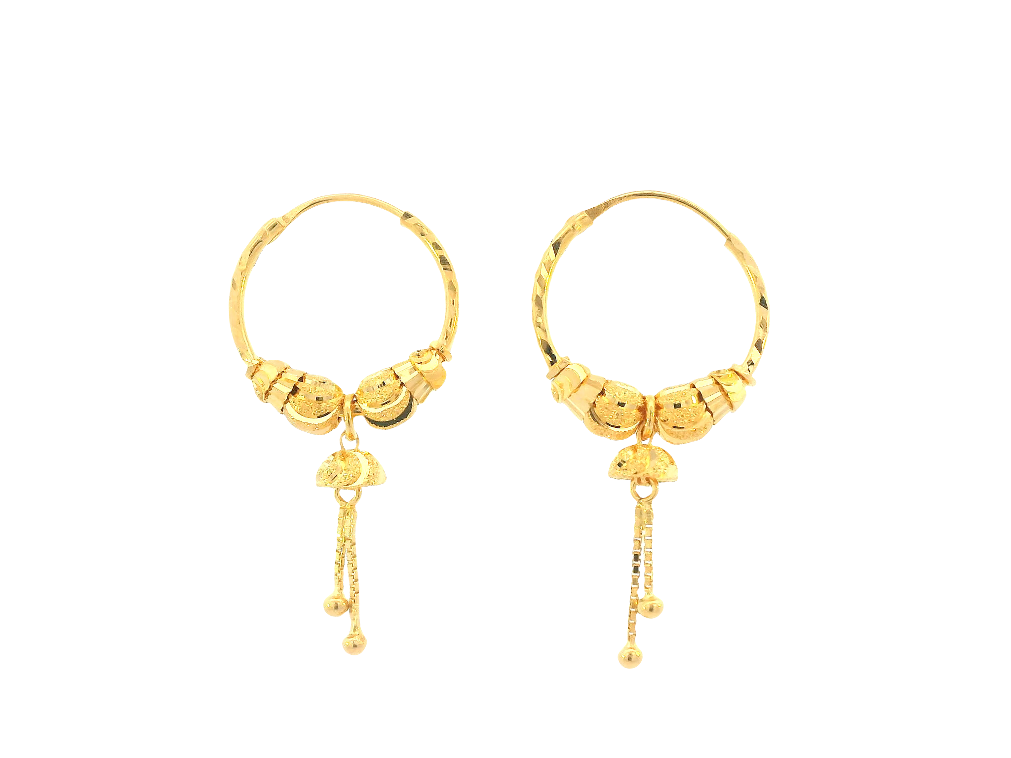 22K Yellow Gold Hoop Earrings – Polished Finish