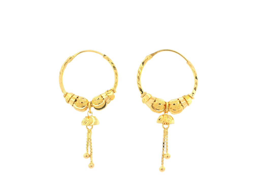 22K Yellow Gold Hoop Earrings – Polished Finish