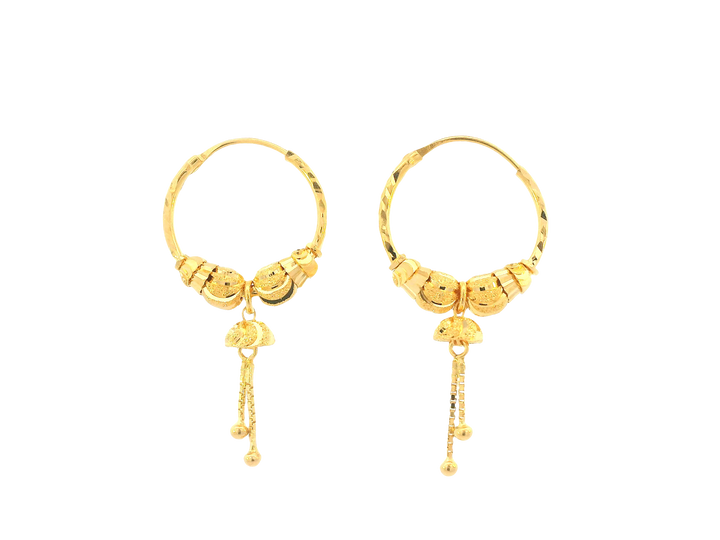 22K Yellow Gold Hoop Earrings – Polished Finish