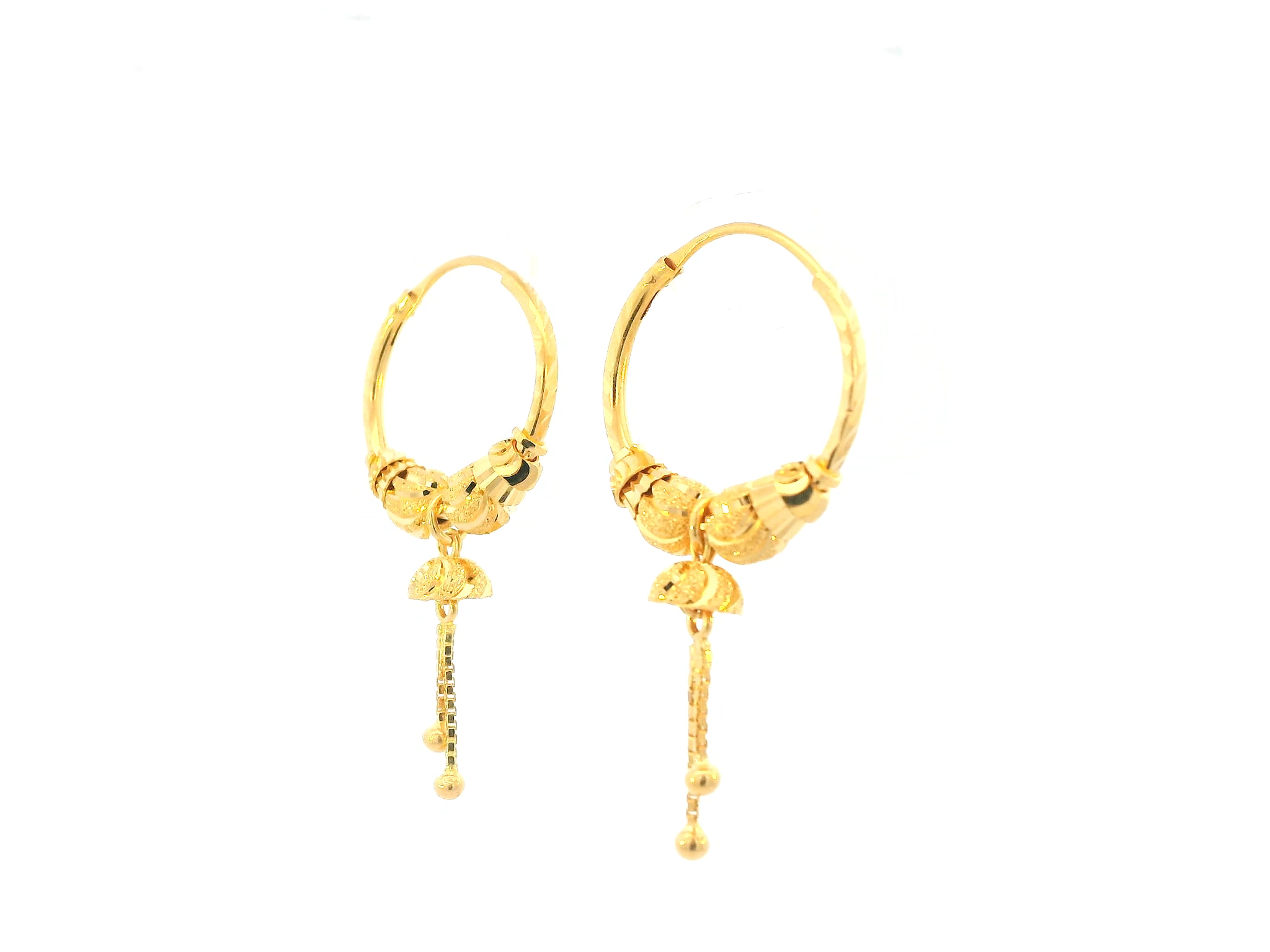 22K Yellow Gold Hoop Earrings – Polished Finish
