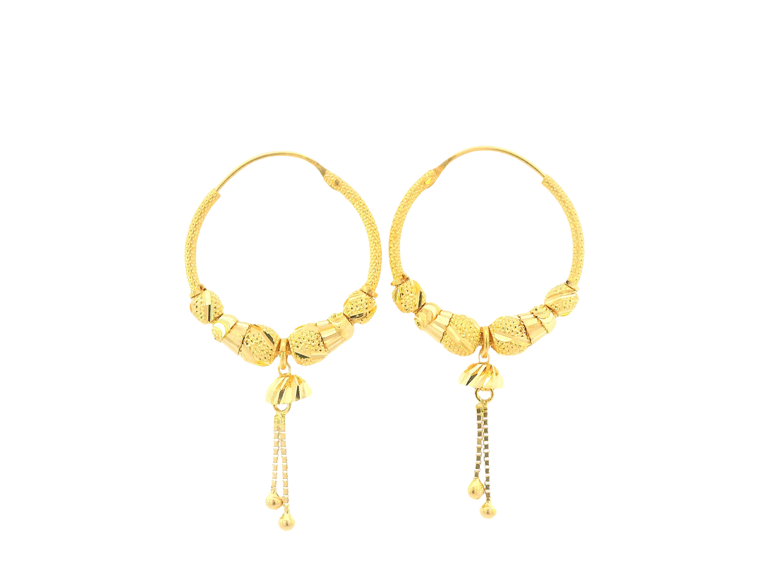 22K Yellow Gold Hoop Earrings – Polished Finish