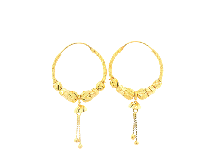 22K Yellow Gold Hoop Earrings – Polished Finish