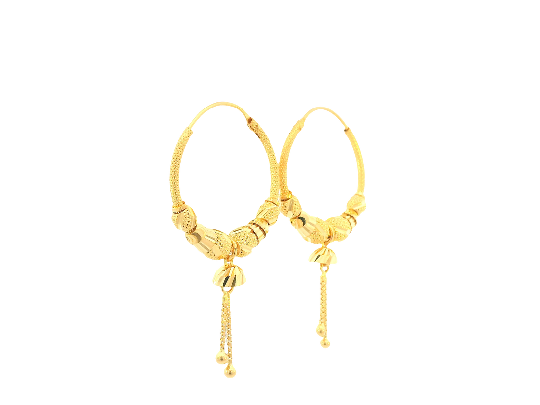 22K Yellow Gold Hoop Earrings – Polished Finish