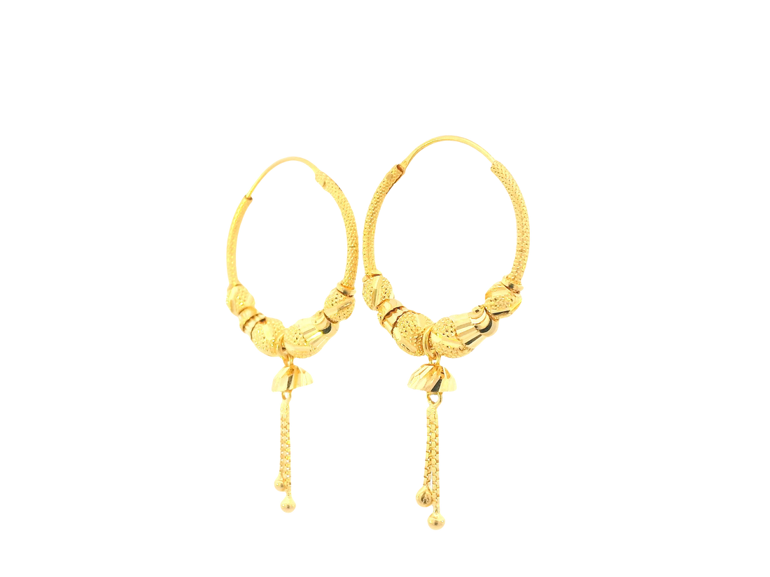 22K Yellow Gold Hoop Earrings – Polished Finish