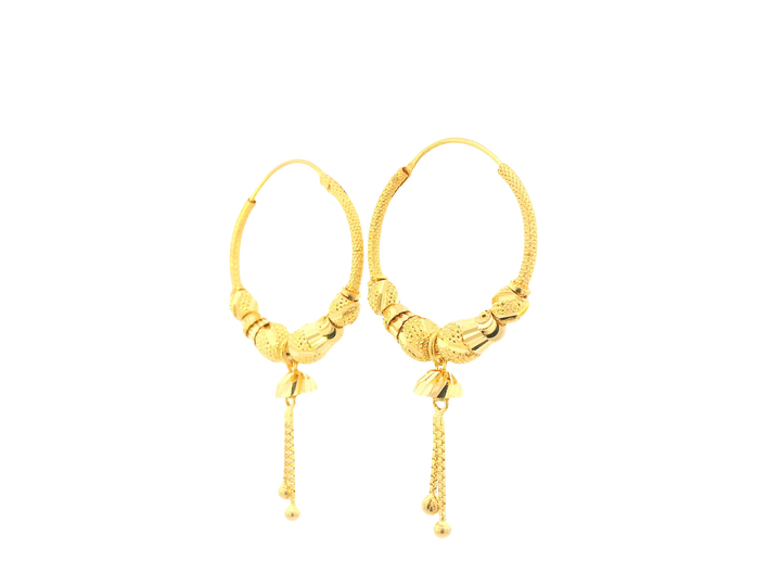 22K Yellow Gold Hoop Earrings – Polished Finish