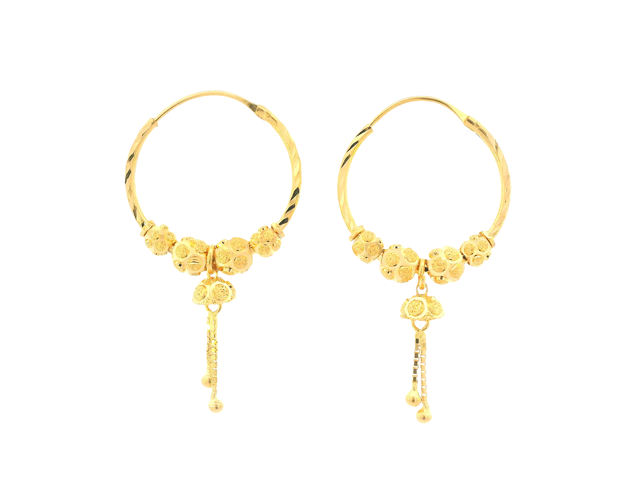 22K Yellow Gold Hoop Earrings – Polished Finish