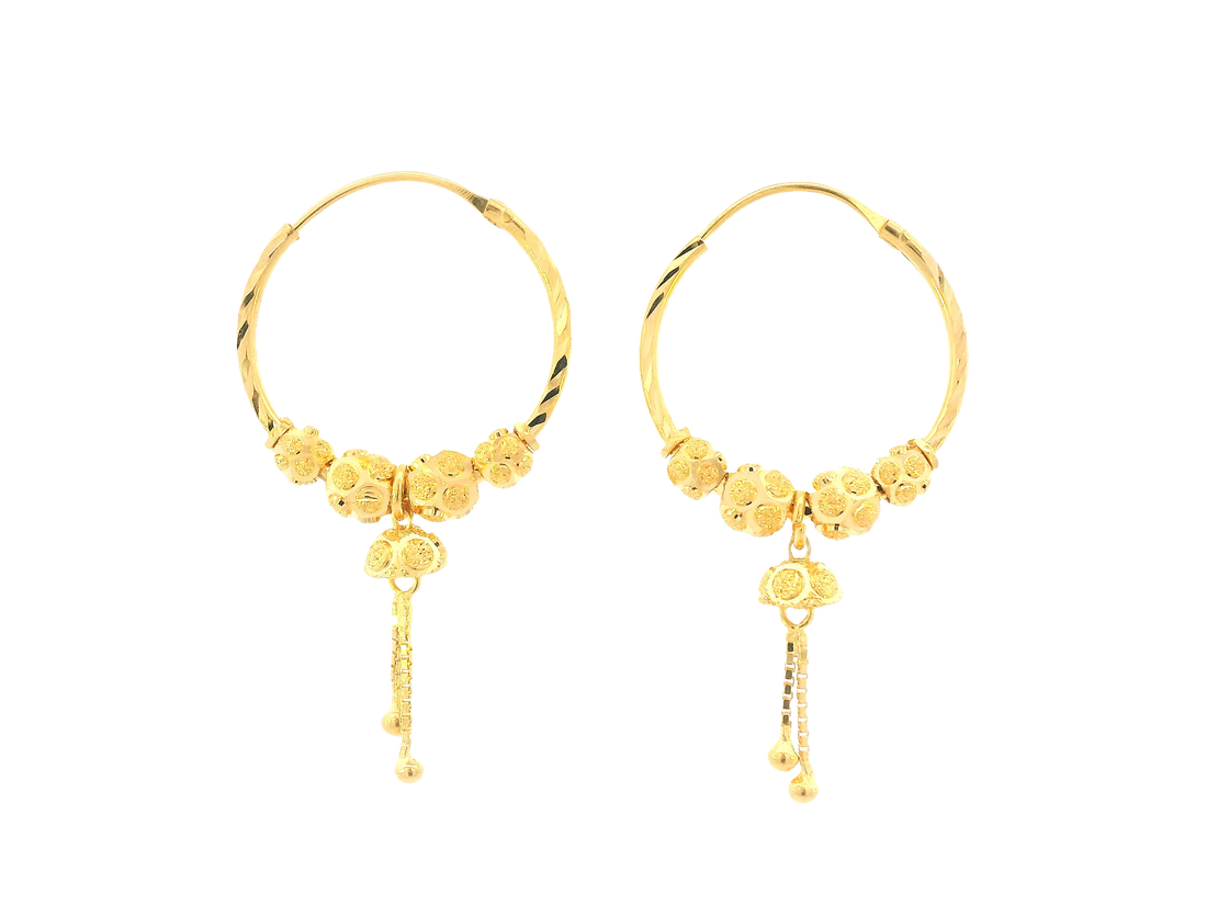 22K Yellow Gold Hoop Earrings – Polished Finish