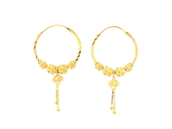 22K Yellow Gold Hoop Earrings – Polished Finish